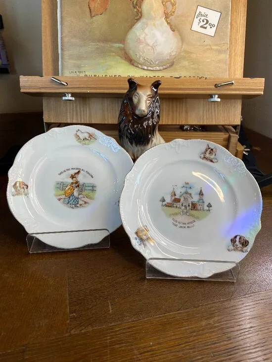 2 Antique Nursey Rhyme Plates 
