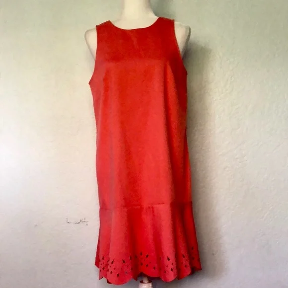LOFT Orange floral Ruffle Details   Dress