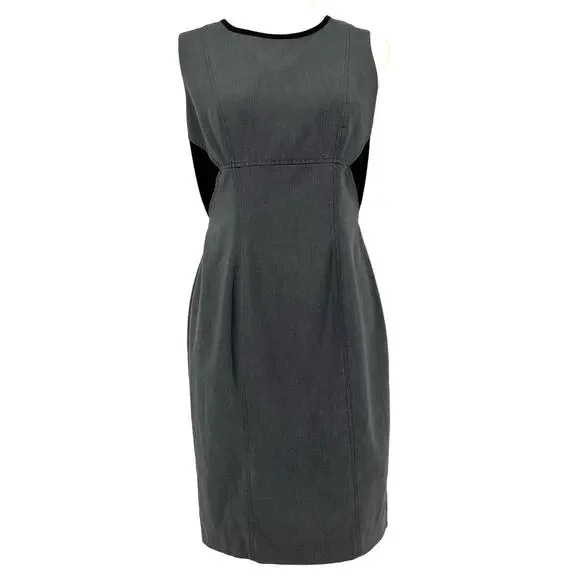 Calvin Klein Gray-Black Sleeveless Color Block sheath career dress knee length 6