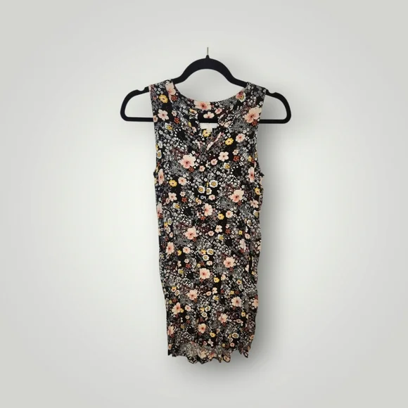 Ann Taylor Loft Size Petite XS  Woman's Black Floral Casual Shift Dress