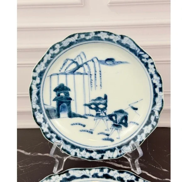 VTG PAIR (2) Blue White Chinese Porcelain 6 1/4