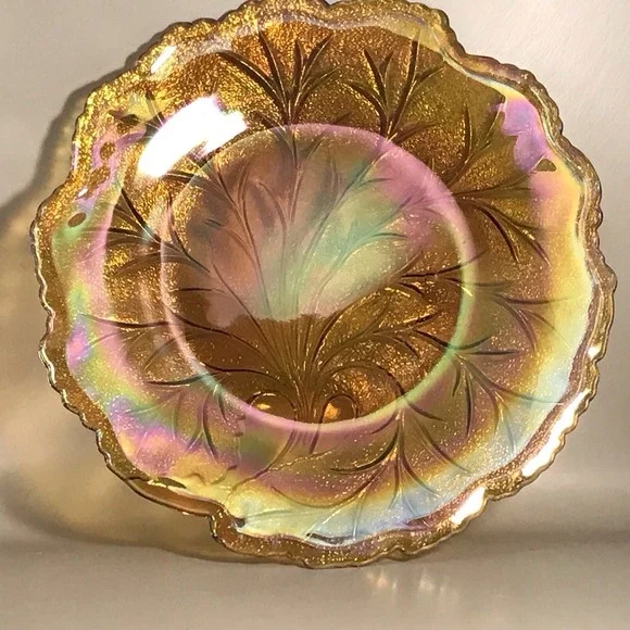 Indiana Glass/Carnival‎ Glass Orange Marigold Leaf 10