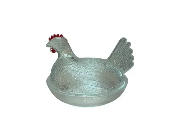 Vintage Indiana Glass Crystal Clear Hen on Nest