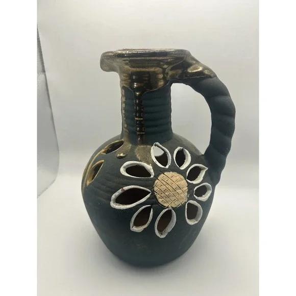 Unique Wall Hanging‎ Pottery Pitcher Decanter Flower Handmade Art