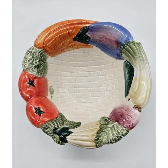 Fitz and Floyd 1992‎ Vegetable Garden 3D Relief Ceramic Bowl Vintage 5.5in
