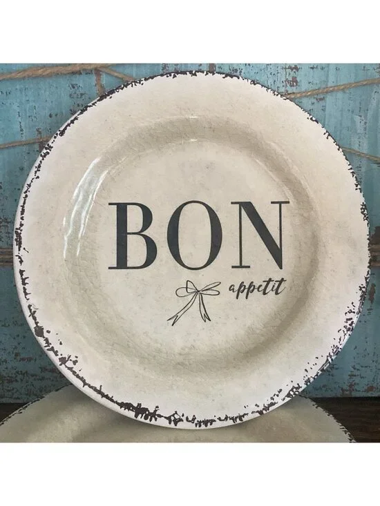 Santa Barbara Design Studio BON Appetit Melamine Plates 4 Rustic Appetizer 6”