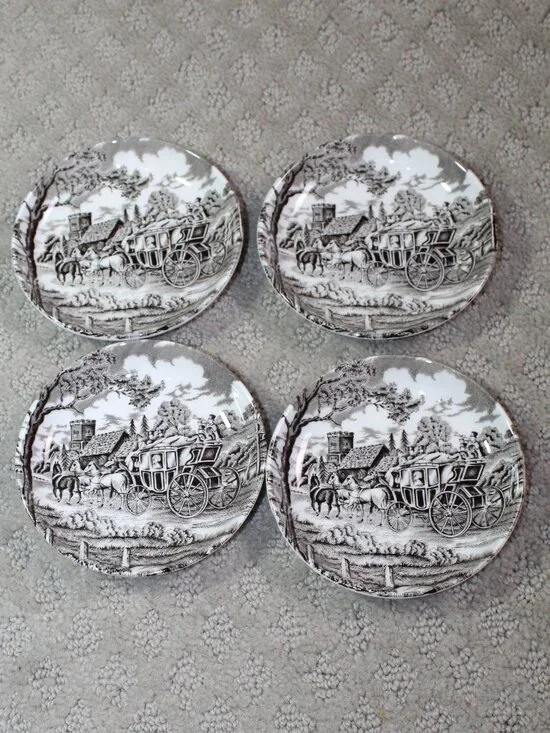 Vintage Set Of 4 Royal Mail Fine Staffordshire Plates 4.25