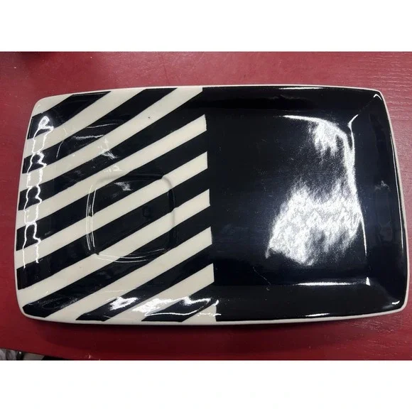 The‎ Main Ingredients Black White Rectangle Plate With Cup Space
