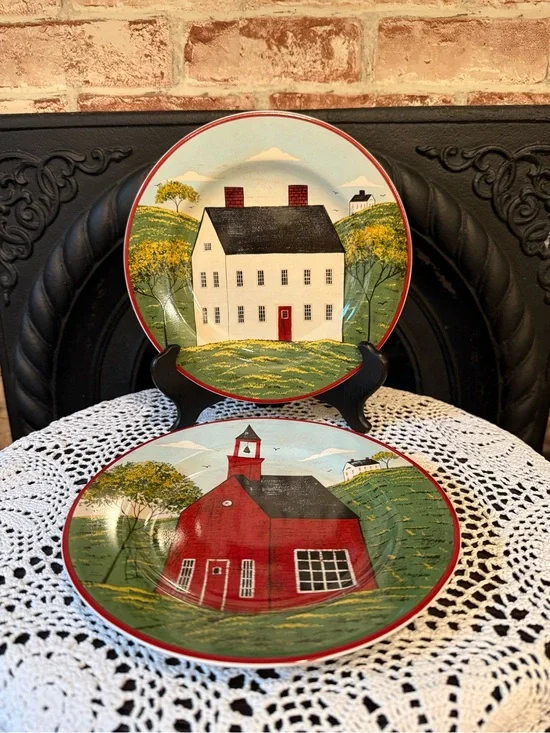 Pair Sakura Brandon House Warren Kimble Salad Luncheon Plates 8.5”