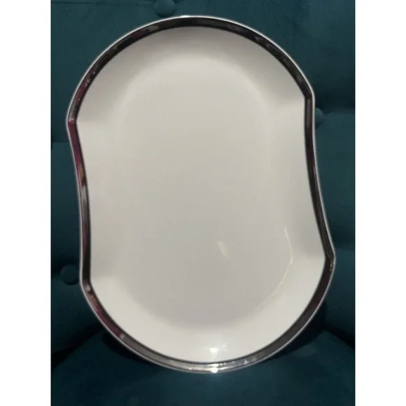 MIKASA China SOLITUDE Platinum Narumi Japan Hourglass Platter 10.5