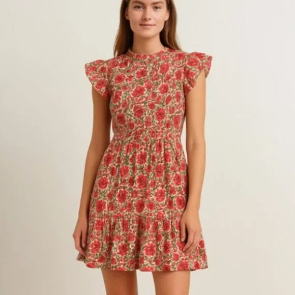 Caroline Constas Strawberry Print‎ Floral Mini Dress Medium