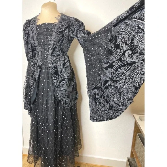 Womens Dress Gothic Victorian Renaissance 12 Black Silver