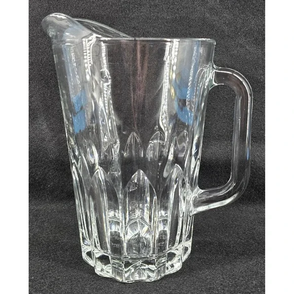 Vintage Italy Fluted Crystal Glass‎ Pitcher Heavy Juice Beverage Water Lipped 9