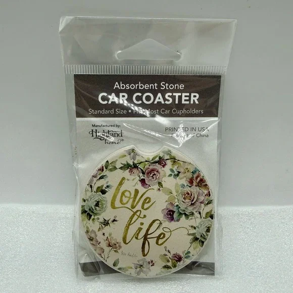 Highland Home Absorbent Stone‎ Car Coaster Love Life