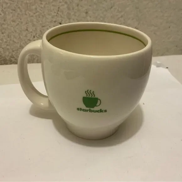 Vintage Starbucks Barista White Coffee Mug Cup Green Logo 2003