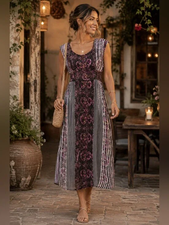 Free People Mayan Temple Sleeveless Floral Maxi Dress Boho Festival Women's XS