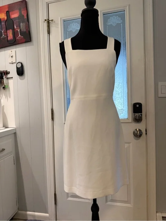 Club Monaco White Square Neck Bow Back Sheath Dress Size 2