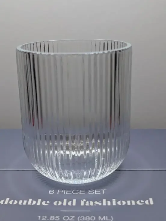 Dwell Studio 6 Pc Ribbed Double Old Fashioned Glass Set 12.85 Oz NIB