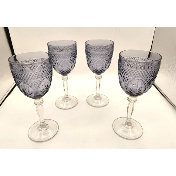 Crystal Wine Goblet D'Arques-Durand Set of 4 Rare Amethyst Color 8