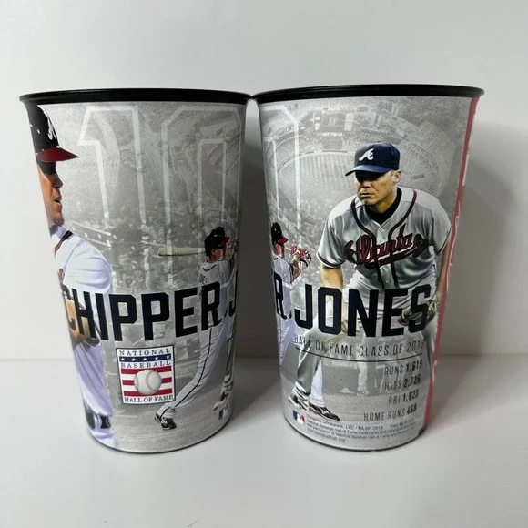 2 Chipper Jones Atlanta Braves Hall of Fame Class 2018 Souvenir Cups Coca-Cola