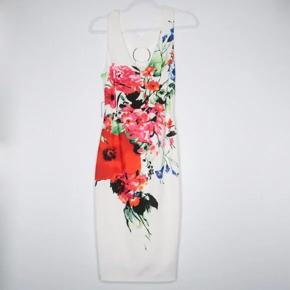 Premier Amour Womens Halter‎ Dress Size 8 White Wedding Floral Vacation Event