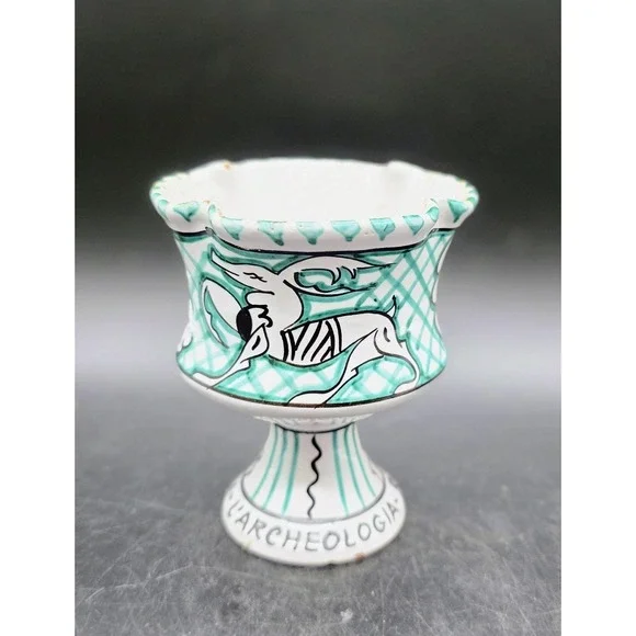 Vintage C.A.E.M Orvieto Italian Pottery Antelope Goblet Cup 4.5
