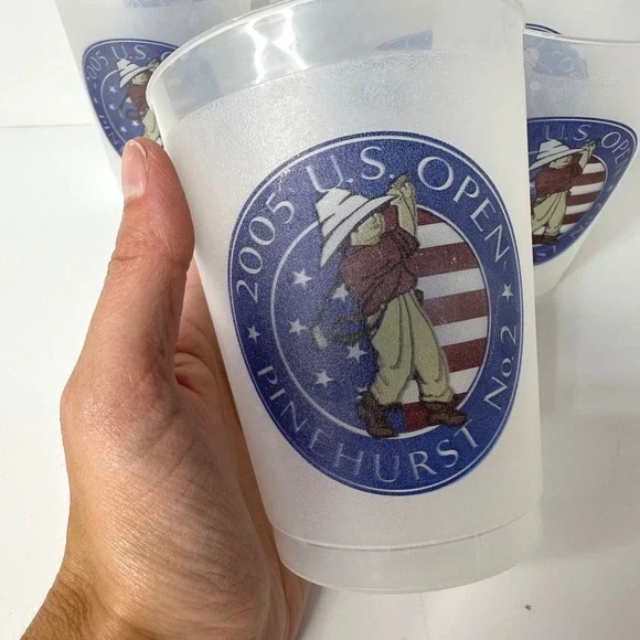 4 US Open 2005 Pinehurst No 2 Golf Souvenir Cups Frosted Plastic Putter Boy Logo