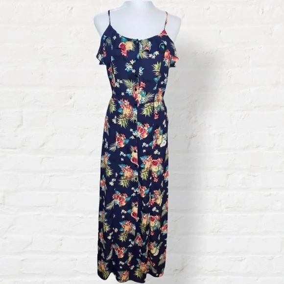 Skies are Blue Tropical Print Maxi Dress