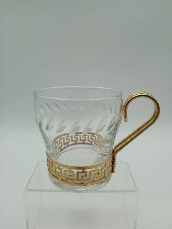 Libbey Clear Glass Cup with Gold Tone Trim and Handle (1 Replacement)