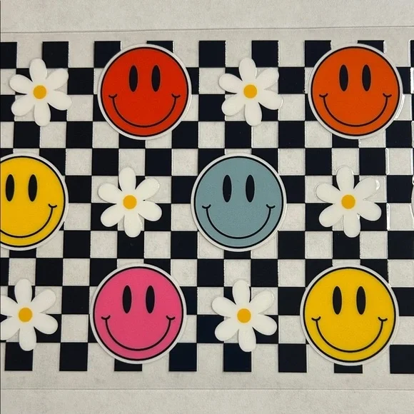 Checkered Smiley Cup Decal (114)