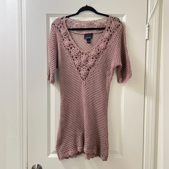 Cynthia Rowley floral crochet knit tunic dress