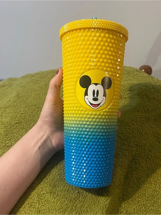 Disney Mickey Mouse studded ombre tumbler cup blue/yellow. 24oz