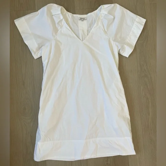 Madewell Woman Medium Dress White Cotton Pockets Minimal Classic Summer Coastal