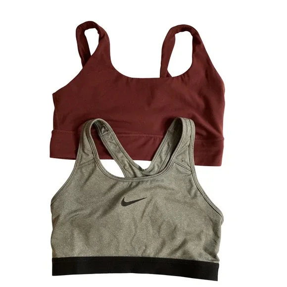 Nike Dri-FIT Casall Sports Bra Bundle Mens‎ Medium Gray Burgundy Activewear Set