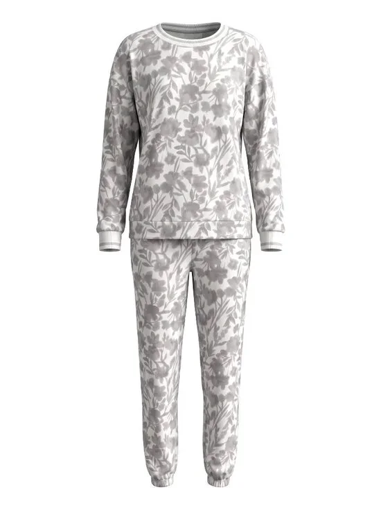 Simply Vera Vera Wang Womens XXL Pajama Set Gray Ivory Floral Joggers Loungewear