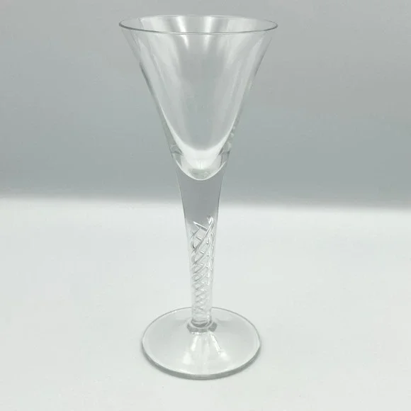 Vintage Turda Romania Art Glass Chalice Goblet Inner Twisted Stem Champagne Wine