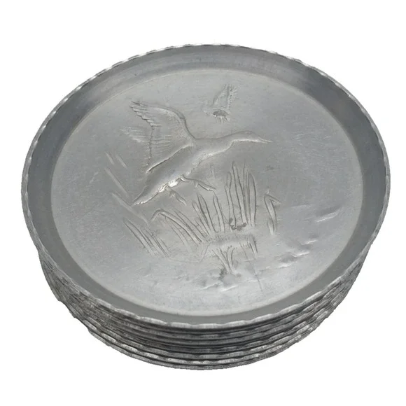 Vintage Mid Century Hammered Aluminum Embossed 3