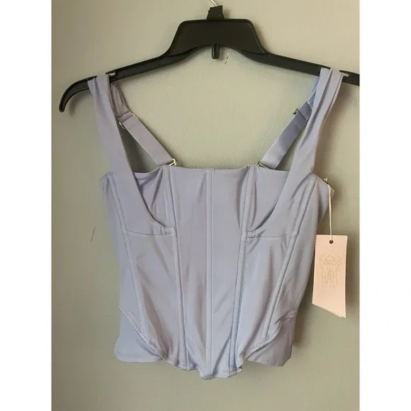 FREE PEOPLE We are HAH‎ Knock Out Top L Periwinkle Blue Bustier NWT $128
