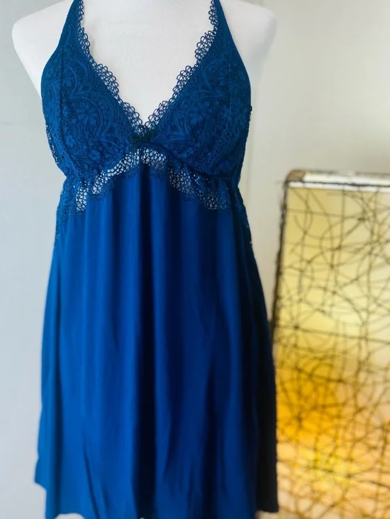 Victoria's Secret Lace-Trim Chemise in  Blue