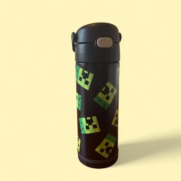 Thermos funtainer kids unisex black green Minecraft creeper water bottle