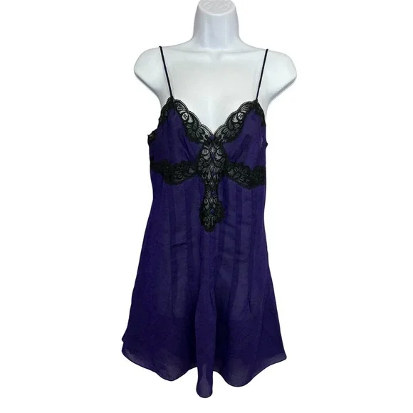 Vintage Victoria's Secret‎ Gold Label Purple Babydol Night Gown Sz Médium Y2K