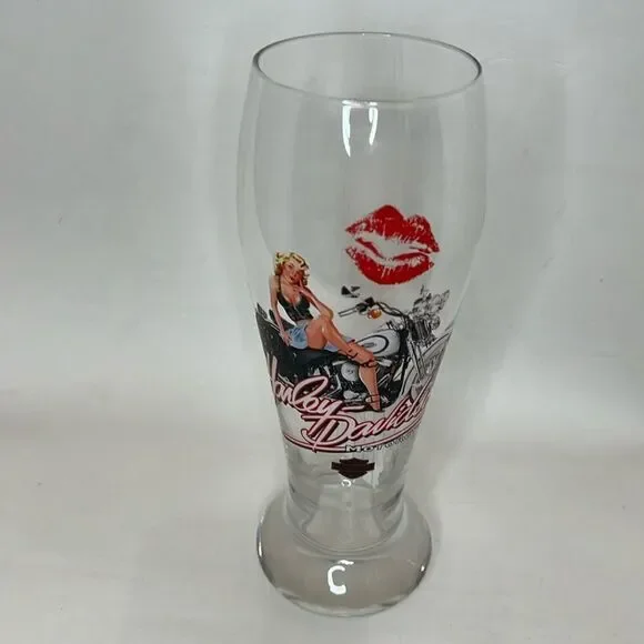 Harley Davidson Motorcycles 24 Ounce Glass Red Lips Beer Warer Drinking