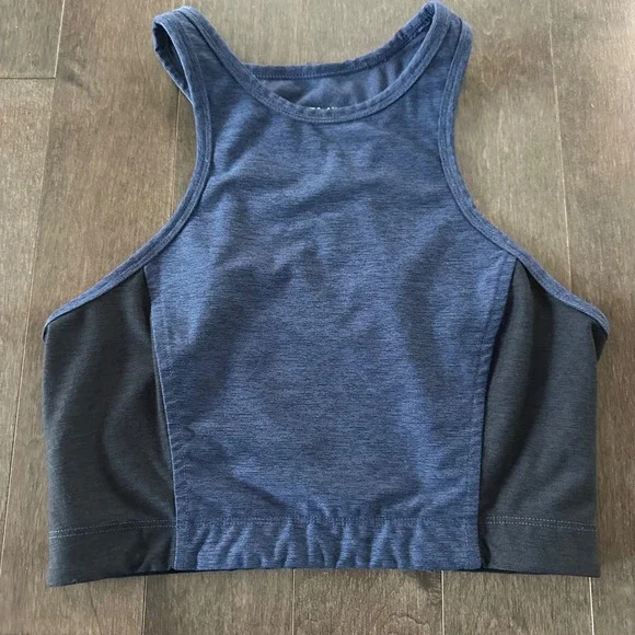 Outdoor Voices Womens Razor Back Sports Bra Crop‎ Top Athletic Blue Black S