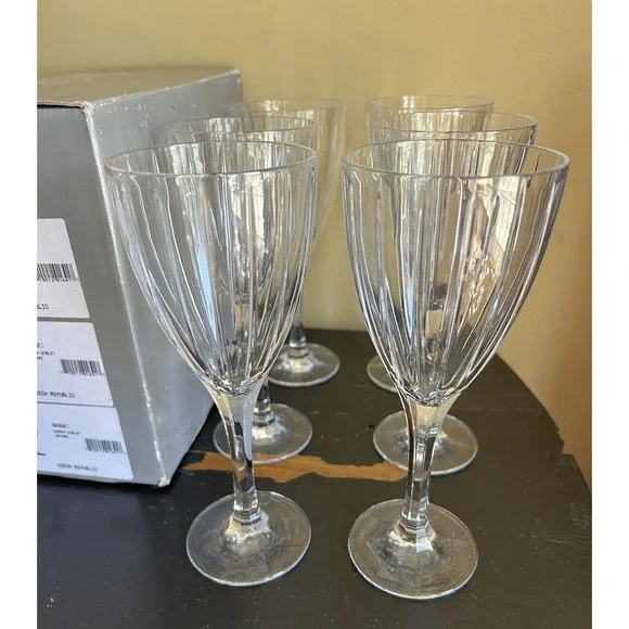 Sasaki Caren‎ Wine/water Glass Goblets set of 6 NEW original box