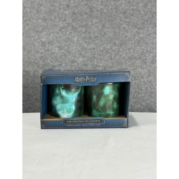 Harry Potter Patronus Deathly Hallows Drinking Glass‎ Set 2pk Paladone PP4229HP