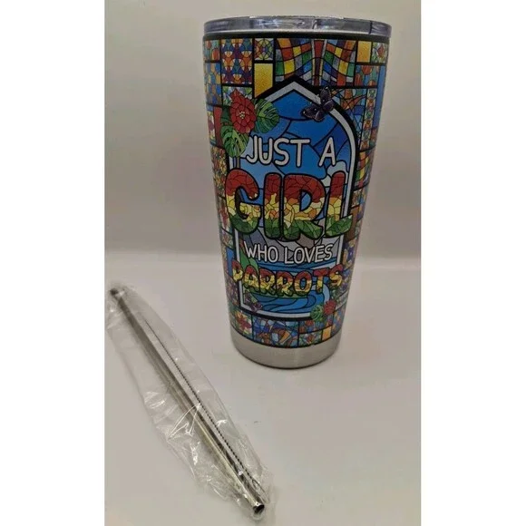 Just A Girl Who Loves Parrots Cup  Stainless Steel Tumbler Insulated Travel Mug