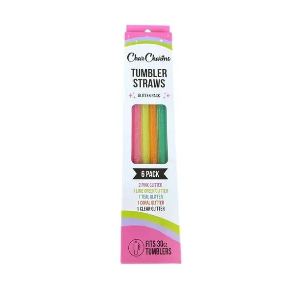 CharCharms 30‎ oz. Straw 6-Pack pink
