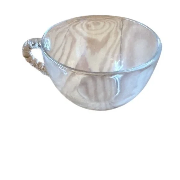 Federal Glass Homestead Clear Pressed Glass‎ Punch Tea Cup Beaded Handle