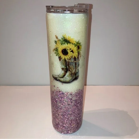 RARE Personalized Monica Monogram Cowboy Boots Summer Travel Mug Tumbler Bottle