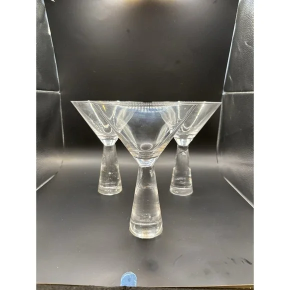 3 Artland Prescott Martini Glasses Clear‎ Crystal  Stems, 7